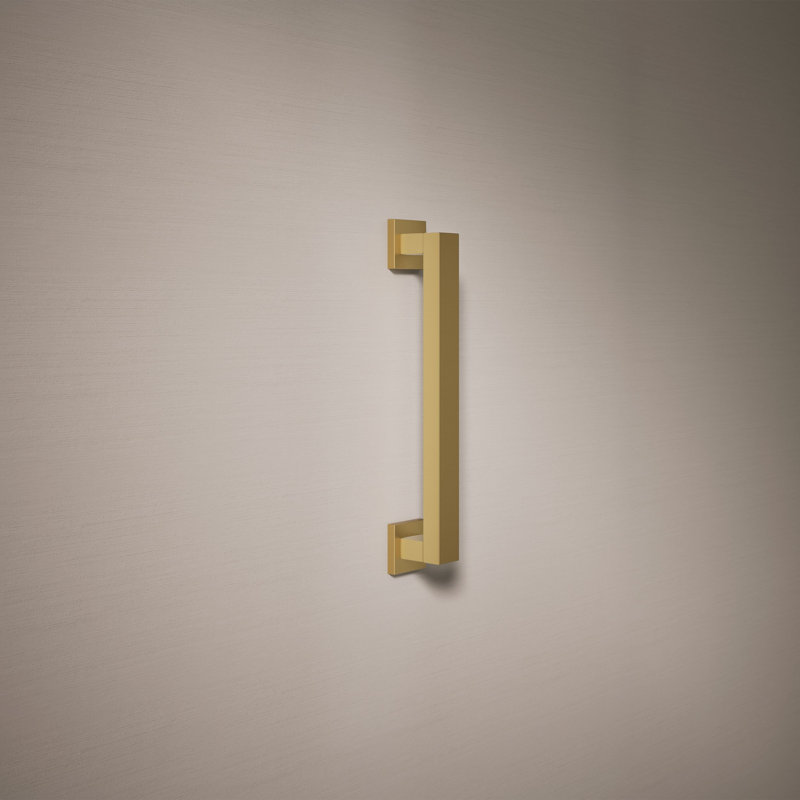 Square Metal Grab Bar for Shower, Bathroom Safety Grab Bar, Tub Rail, 12" W, Vibrant Brushed Moderne Brass