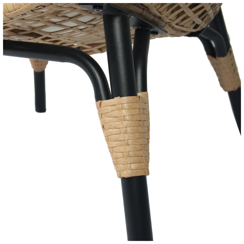 Fauteuil de patio en acier tissé en osier de l 24 po x P 38,3 po x H 16,5 po Aurelle