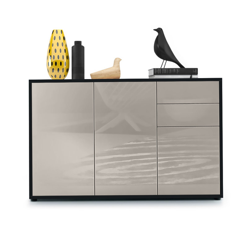 Mcdevitt 117cm Sideboard, Black (Matt)/Sand Grey (Glossy)