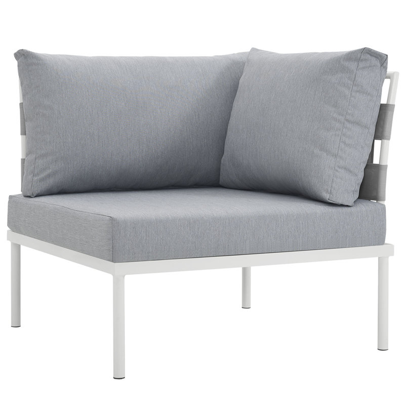 Harmony Outdoor Patio Aluminum Corner Sofa, Gray