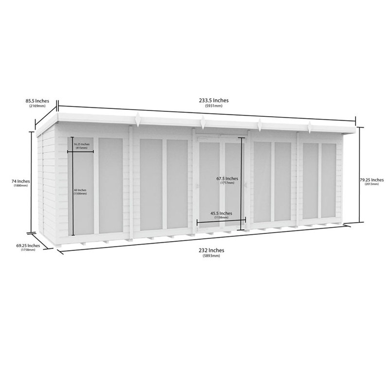 Pent Summer House (Full Height Window), 20ft x 6ft