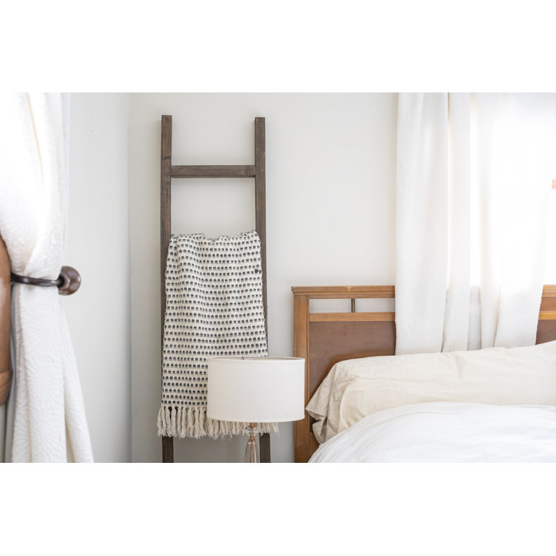 Orval  Grey Rustic Wood Ladder Shelf, Espresso, (6 Shelves) 73" H x 15" W x 2" D
