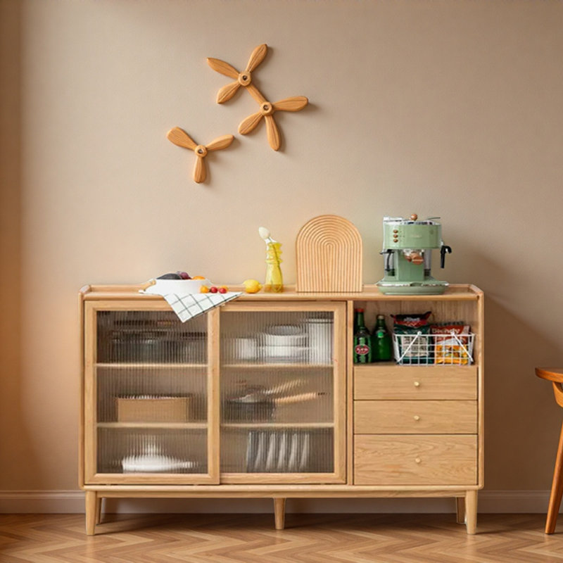Vitrine mince de petite taille, Naturel, H 38,58 po x l 59,06 po x P 11,81 po