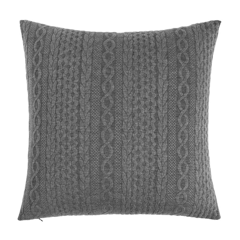 Jeté carré en acrylique Knit Collection with Geometric pattern, 18 po x 18 po, Gris foncé