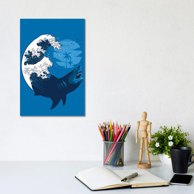 Shark Wave 1 Piece Wrapped Canvas Painting