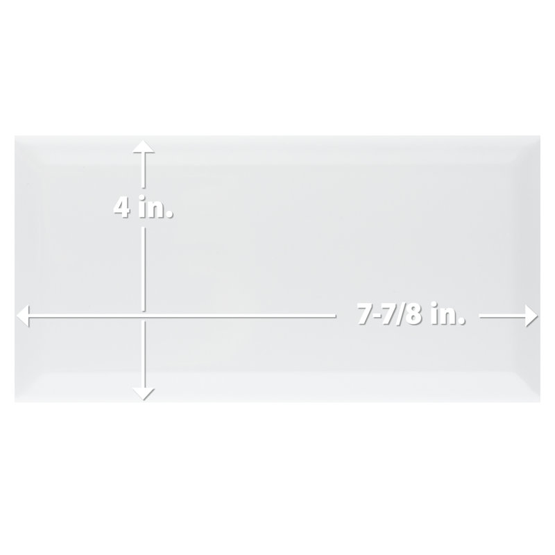 Santorini Biselado 4" x 8" Beveled Ceramic Subway Tile, Bright White