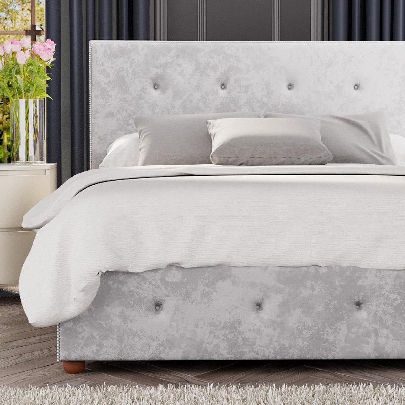 Upholstered Ottoman Bed, Super King (6'), Silver