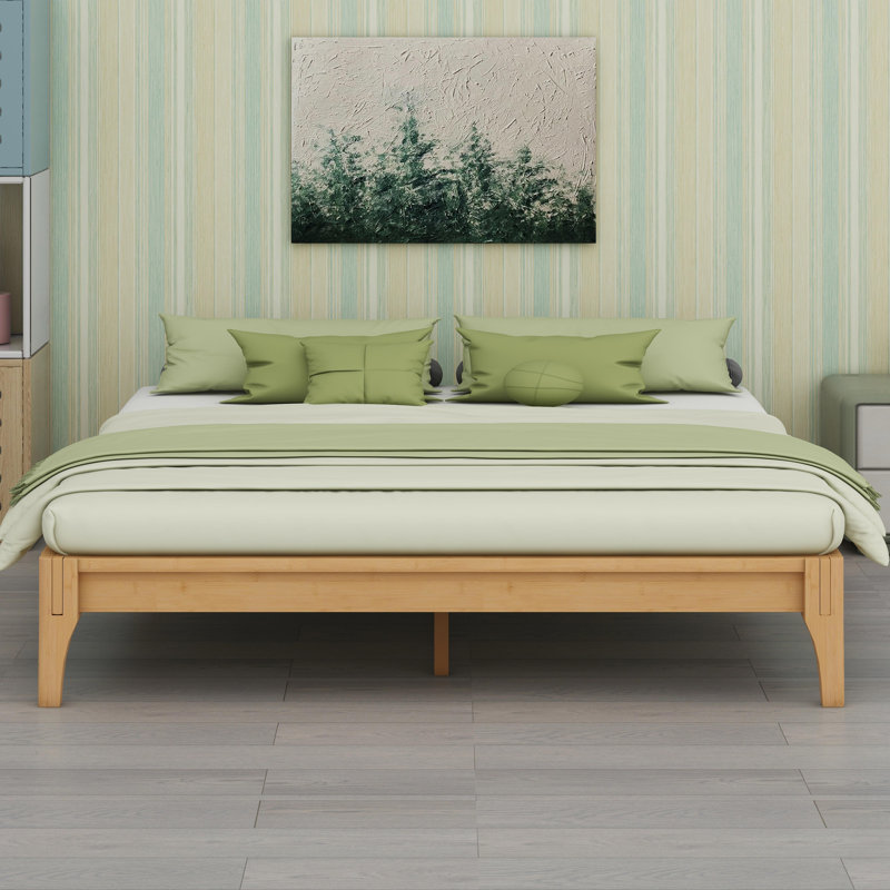 Solid Dry Bamboo Wood Platform Bed Frame, Natural