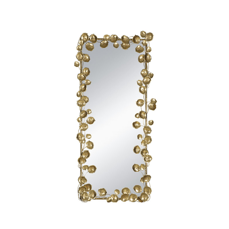 61" X 31" Full Length Mirror With Golden Leaf Accents, Floor Miiror For Living Room Bedroom