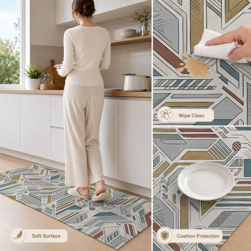 Tapis de cuisine géométriques lavables antidérapants