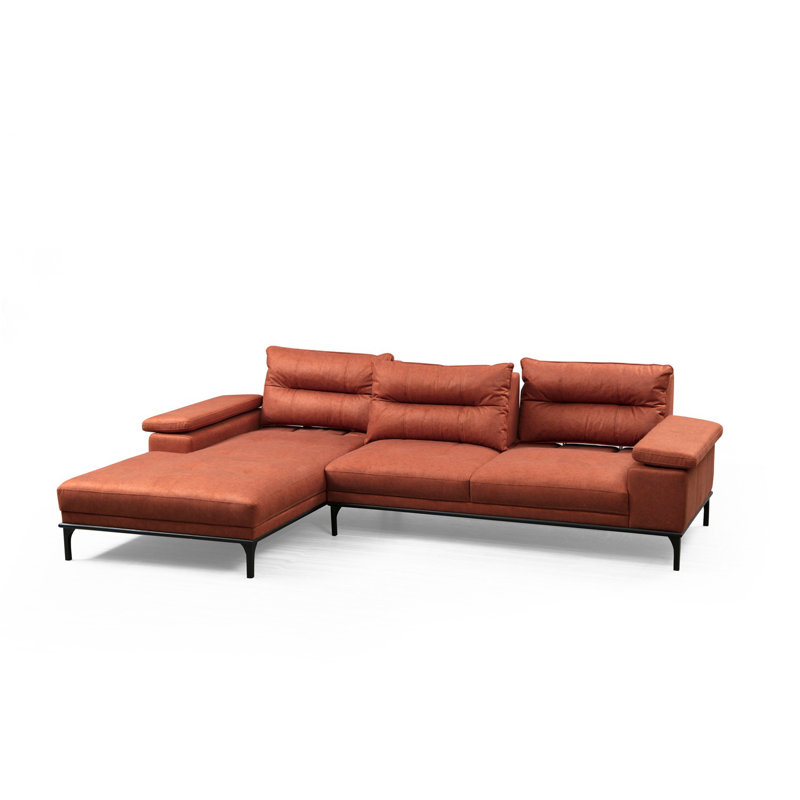 Canapé modulaire à angle large 121,65 po, Orange, Face à la gauche