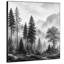 Très grand art mural imprimé sur bois - Forêt de pin brumeux noir rustique - "Assemblage requis (cadre non fini)"-130842261