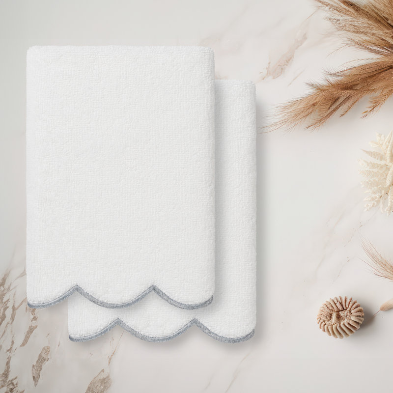 Ensemble de serviettes 100% coton turque ADORNIA, Ensemble de 2 essuie-mains, Blanc / Gris