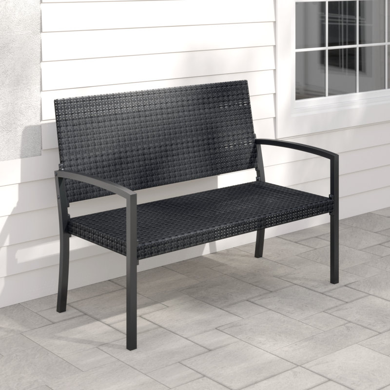 Alondra Metal/Plastic Outdoor Bench, Black