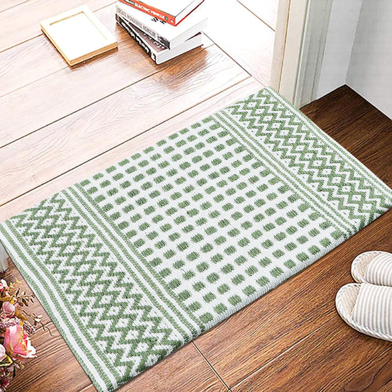 Cotton Woven Anti-Fatigue, Anti-Skid Doormat/Bathroom/Kitchen Mat 18" X 30" With Foam Backing, Sage