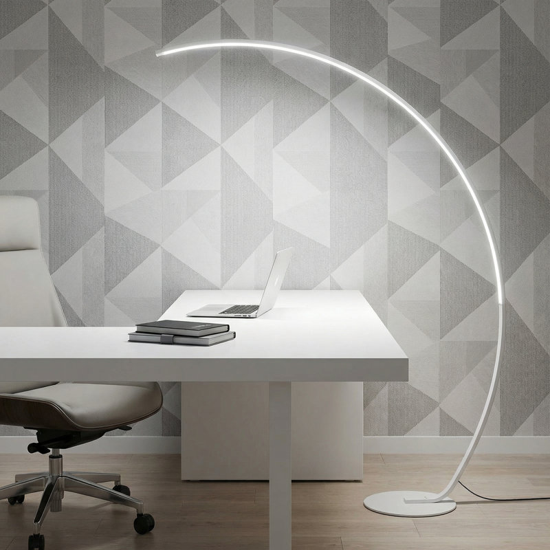 62.99-Inch LED Arch Floor Lamp, White, Gold