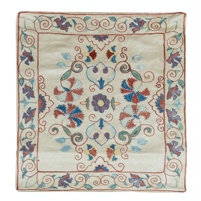 Coussin décoratif en tissu Suzani, housse de coussin 100% soie, coussin décoratif brodé à la main. 19 po x 21 po
