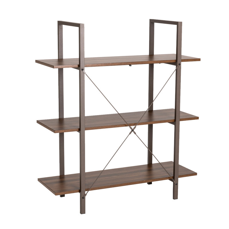 Bibliothèque étagère en métal Biddulph, Noyer, (5 tablettes) H 72 po x l 36 po x P 14 po