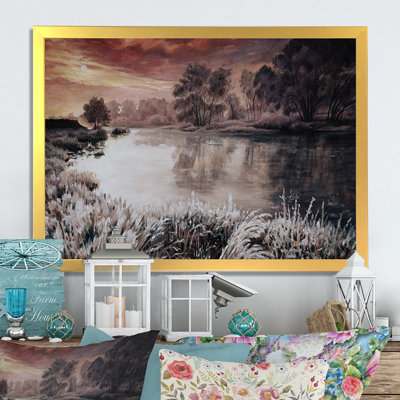Winter River Landscape - reproduction de cadre flottant sur toile