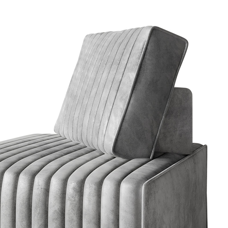 Ensemble de 9 chaises modulaires rembourrées en velours 9 pièces, Gris argenté