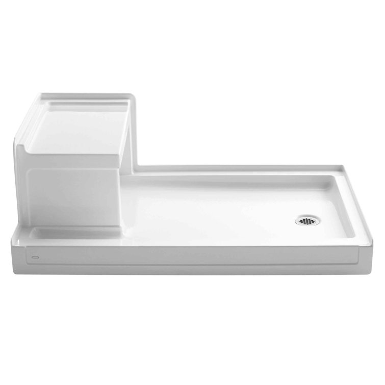 KOHLER Tresham 60 in. x 36 in. Single Threshold Left-Hand Drain Shower Base with Integral Right-Hand Seat in White