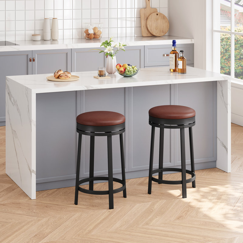Swivel Bar Stool, 2, Black, Counter Stool (24” Seat Height)