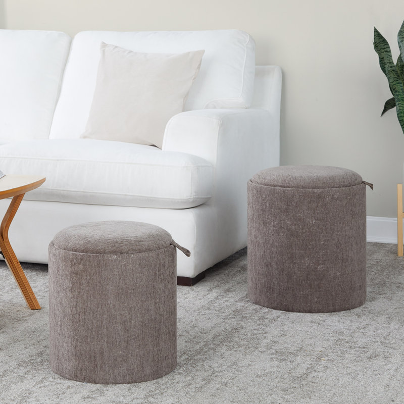 Repose-pieds rond avec rangement 15,5 po Alvena, Brun