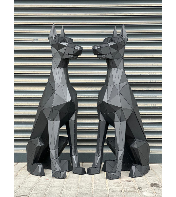Statue de Doberman assis - XL, XL, Black