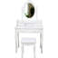 Bureau de meuble-lavabo avec miroir pivotant à 360 °, rangement à 4 tiroirs, finition blanche, tabouret confortable, tiroirs d'organisation soignés, utilisation polyvalente dans la chambre à coucher