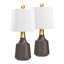 Lampe de table en céramique/métal de 50 cm (gris) - Lampes de table d'appoint modernes et originales pour chambre, table de chevet, salon et bureau (lot de 2)