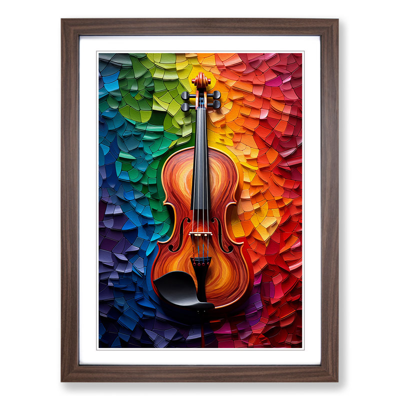 Violin Colour Field - Framed Print, 34cm H x 25cm W x 2cm D, Walnut