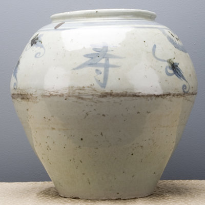 Porcelain Longevity Vase Celadon with Blue Accents