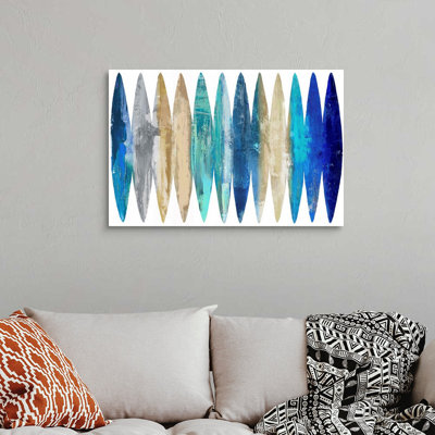 " Abstract Surfboards Blue Tan " by David Moore Painting Print