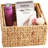 Water Hyacinth Storage Baskets For Organizing, Decorative Wicker Baskets With Carrying Handles, Set Of 2