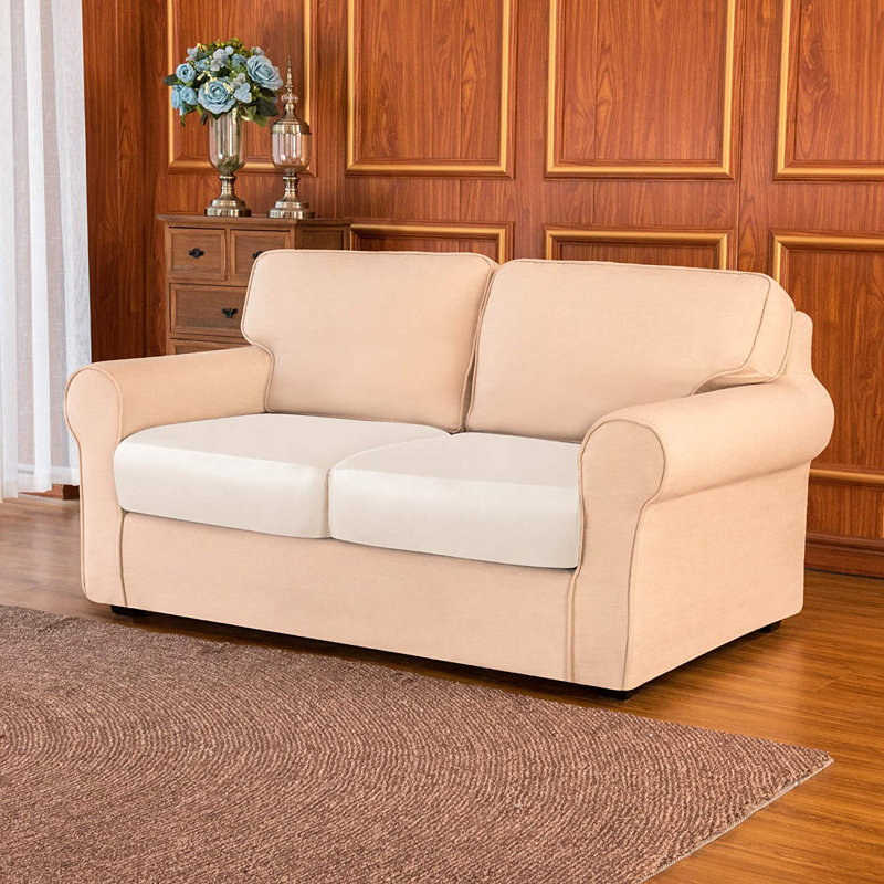 Box Cushion Loveseat Slipcover, Ivory