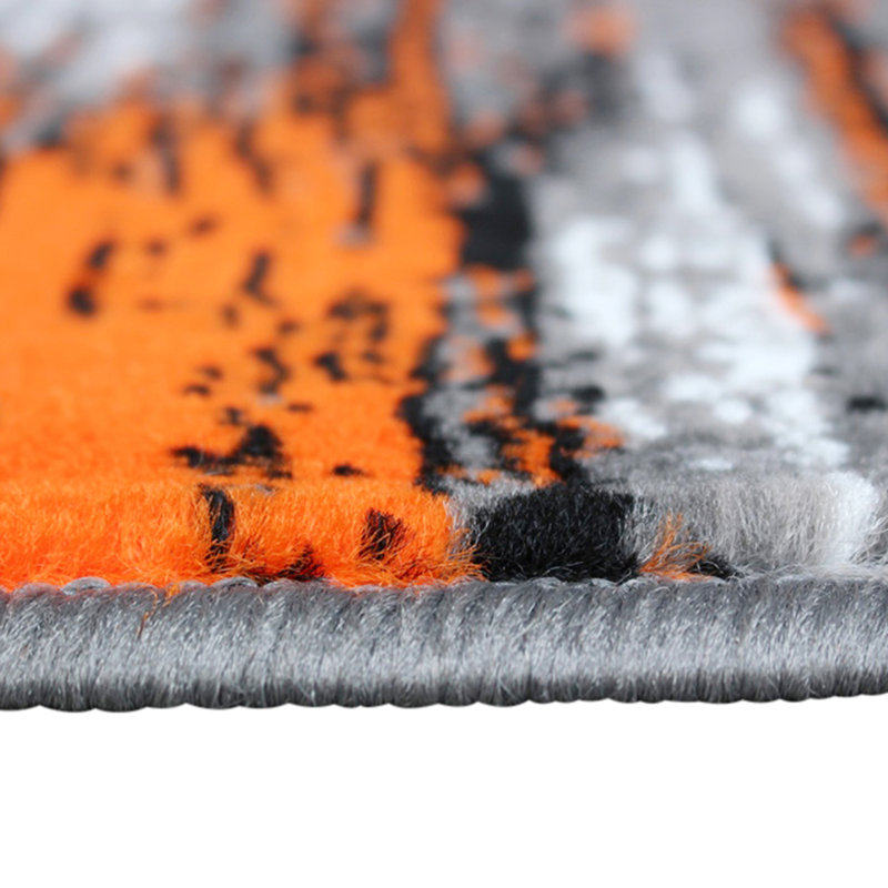 Alexavior Orange and Gray Abstract Style Scraped Pattern Accent Area Rug, Rectangle 2' x 3'