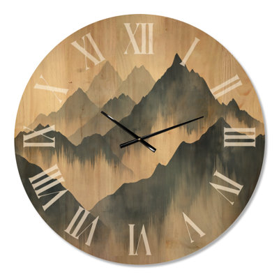Très grande horloge murale scandinave alpine - Nordic Ridge Calm, imprimée sur bois
