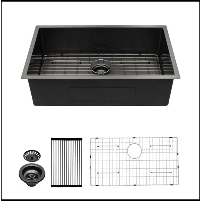 33"X 19"X 10" Undermount Singel Bowl Kitchen Basin 16 Gauge Stainless Steel With 10 Inch Deep