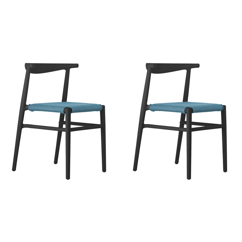 Joi Twenty Stackable Indoor-Outdoor Chair (Set of 2), Black, Light Blue