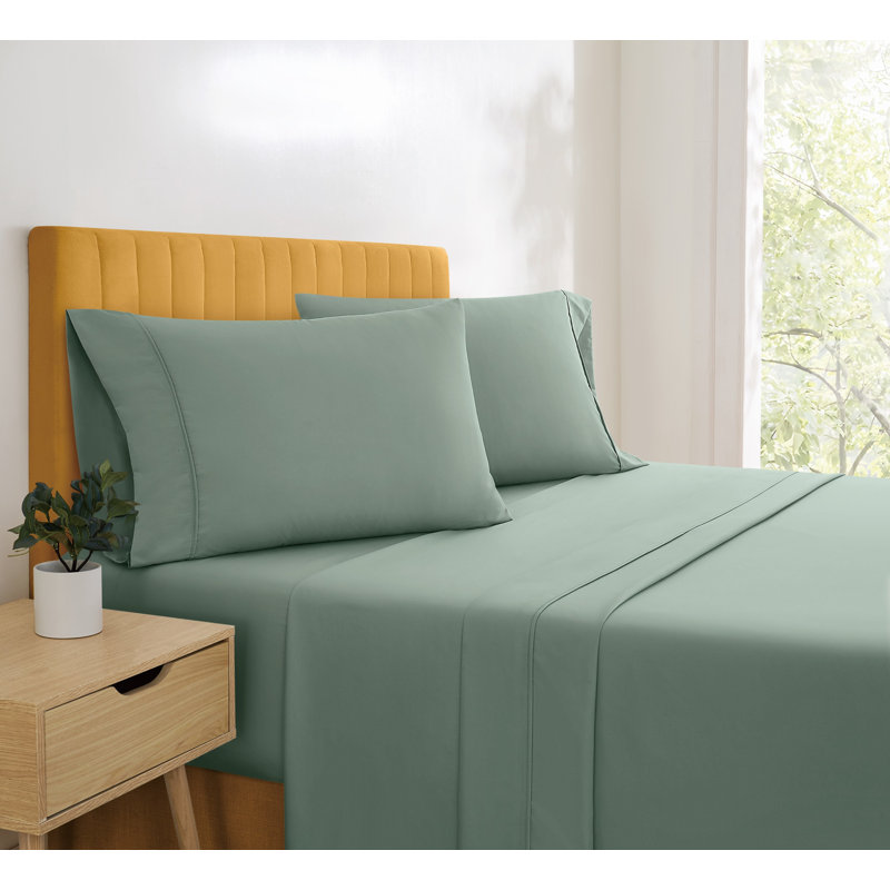 Simmons Essential Microfiber Brushed Sheet Set, Full, Green