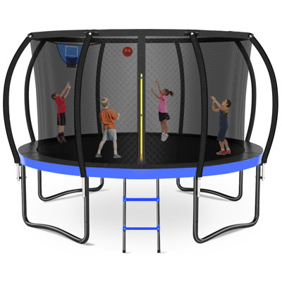 14FT Outdoor Trampoline With Basketball Hoop, Safety Enclosure Net, And Anti-Slip Ladder – Easy Assembly, Premium Quality For Kids And Adults -  LIZEVINC, ZEVE240709M-14BE