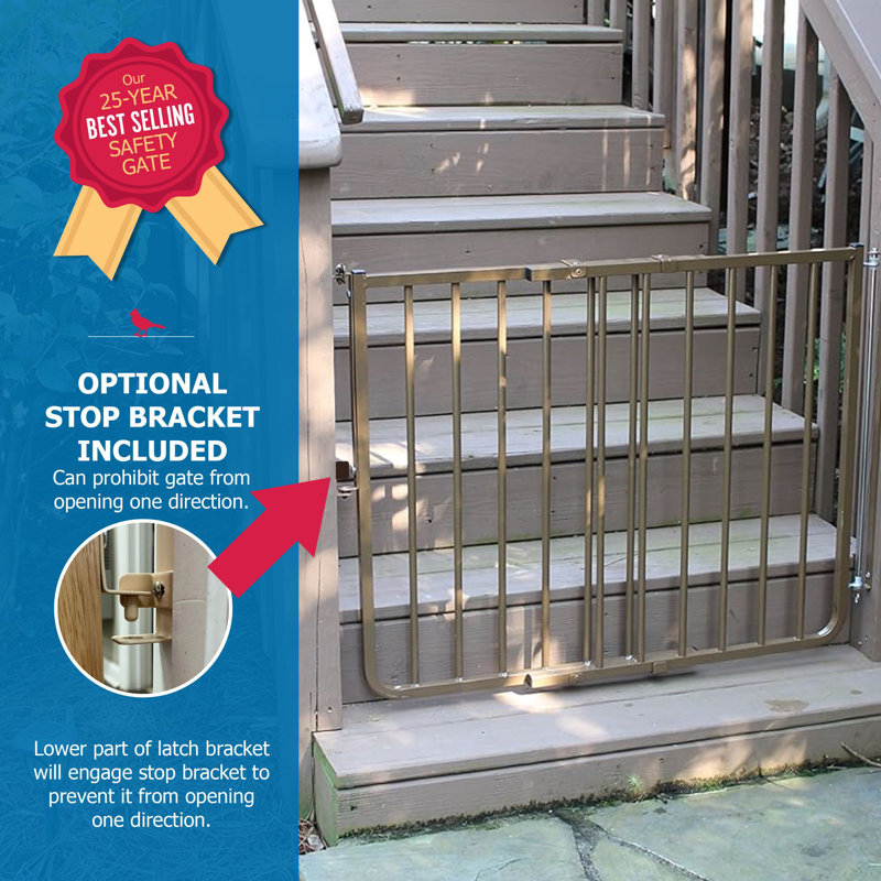 Adjustable Black Aluminum Stairway Safety Gate with Stainless Steel Hardware
