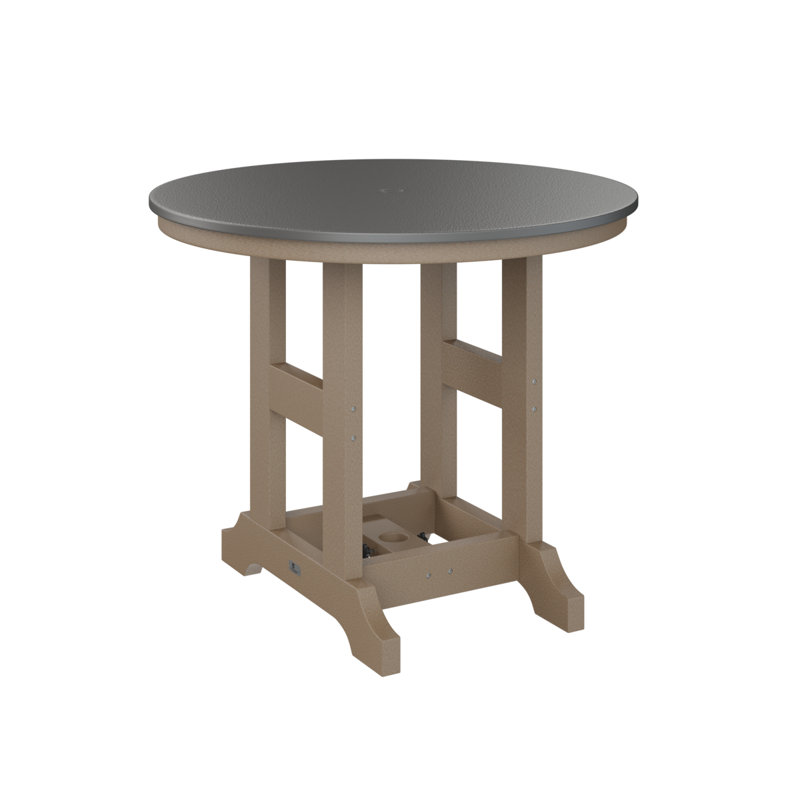 Table de salle à manger Garden Classic, H 30,87 po x l 38 po x P 38 po, Acier inoxydable martelé, Bois vieilli