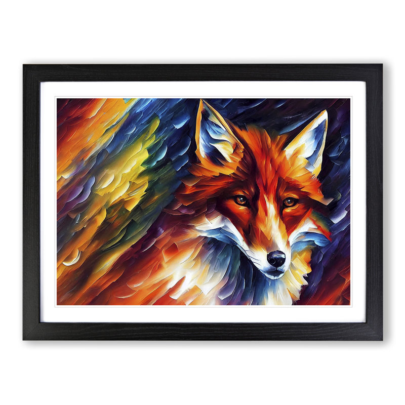 Fox Vol.5 Abstract - Single Picture Frame Painting, 46cm H x 64cm W x 2cm D, Black