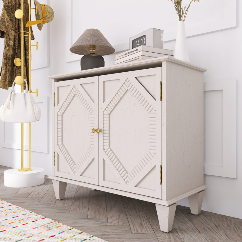 Buffet rétro en bois avec rangement, Blanc