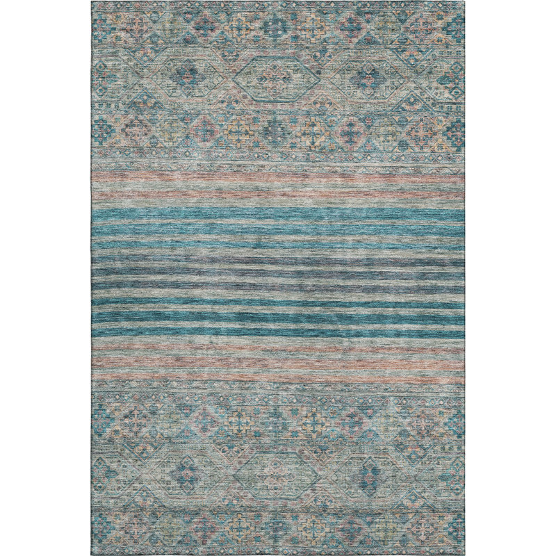Premium Machine Washable Brennon AMF1641 Stripes Rug, Rectangle 9' x 12'