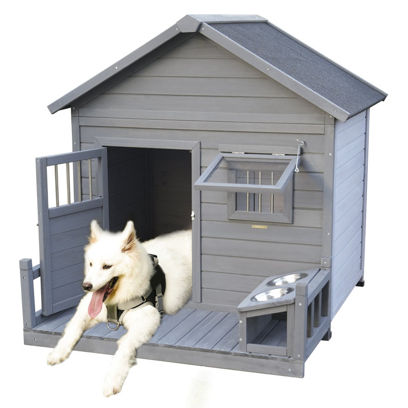 Grande niche pour chien avec peinture solaire - maintient l'apparence du bois massif pour améliorer le bien-être de votre animal