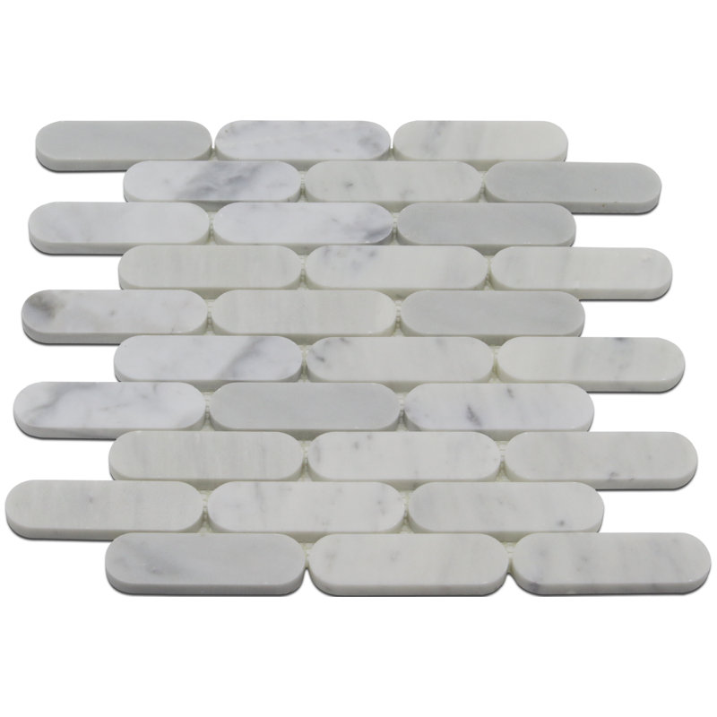 Eclipse Marble Mosaic Subway Tile, White