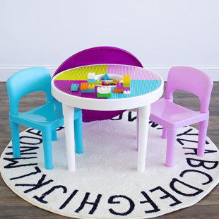 Kids 3 Piece Square Play Or Activity Table and Chair Set