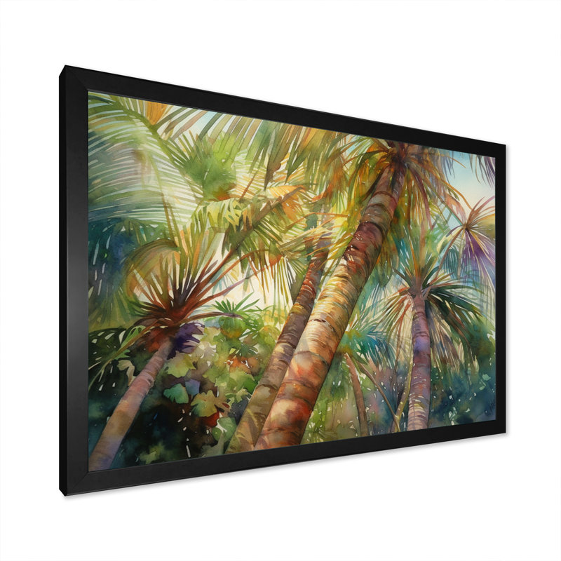 Palmier vert paradis II - impression, Cadre photo noir, H 16 po x l 32 po x P 1 po